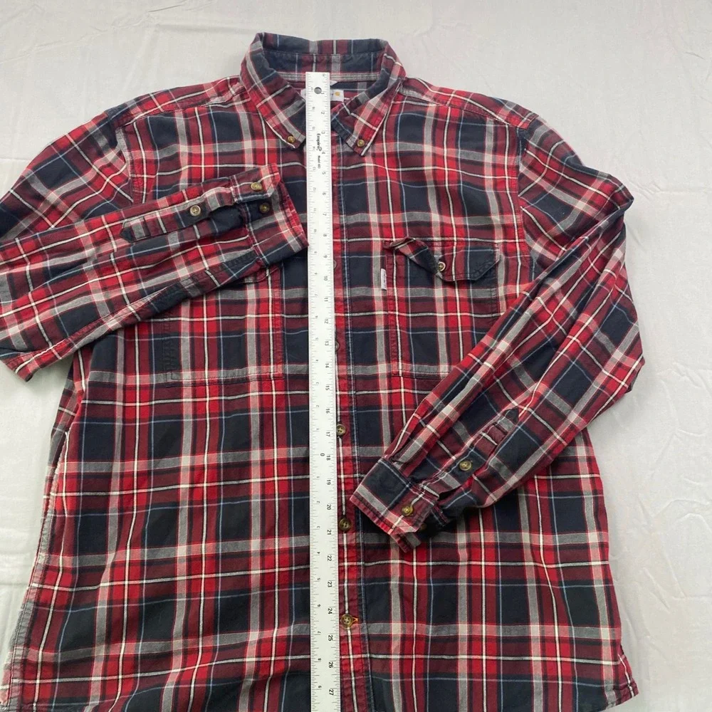 Carhartt Relaxed Fit Plaid Flannel Shirt Mens XL Red Black Rugged Work Pockets‎